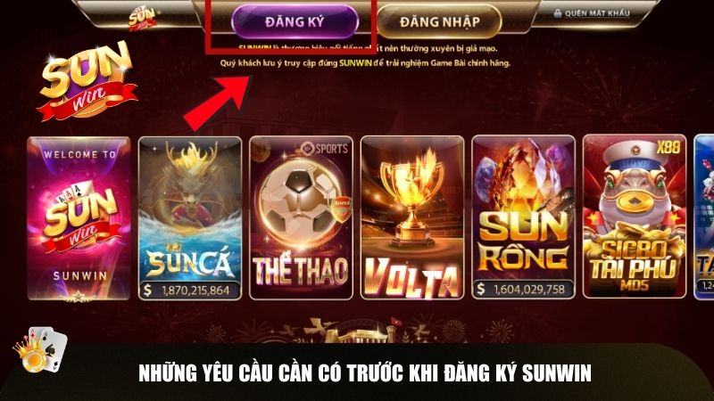 Những yêu cầu cần có trước khi đăng ký Sunwin